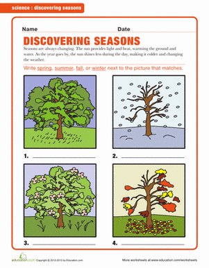 Four Seasons Worksheets For Grade 2