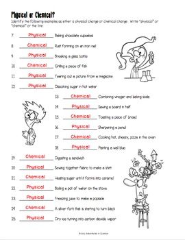 6th Grade Physical And Chemical Changes Worksheet Answers Pdf