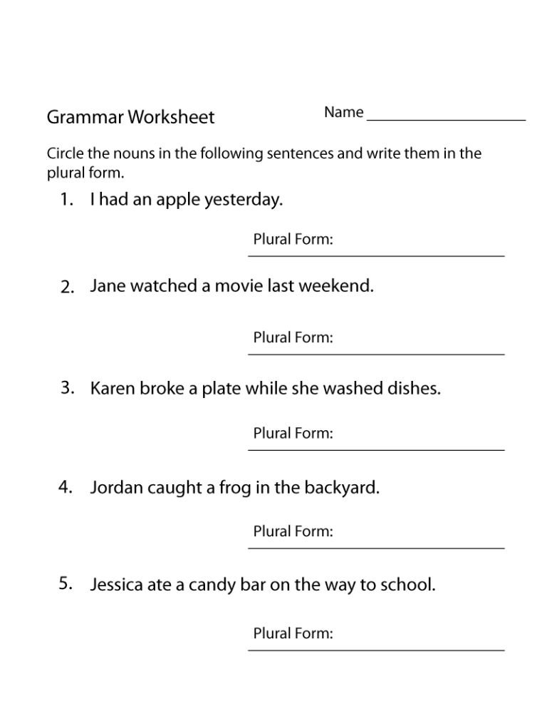 Writing Grade 4 English Worksheets Pdf