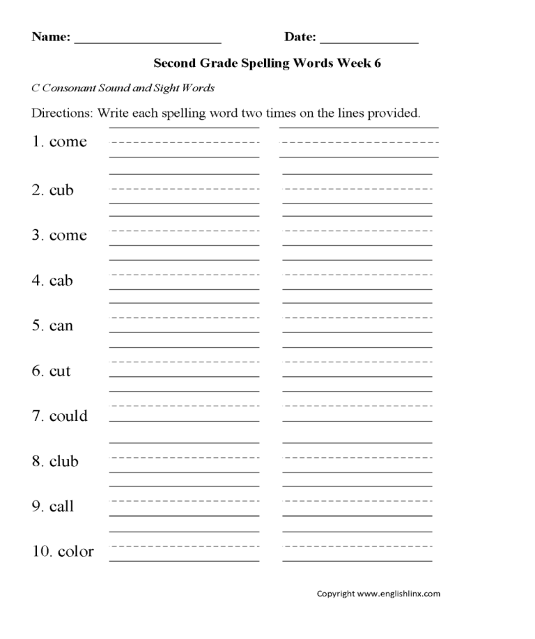 5th Grade Spelling Practice Worksheets