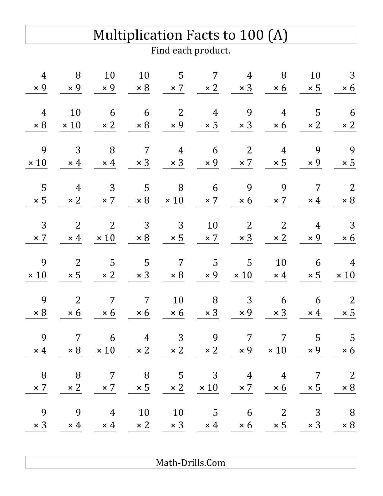 Free Printable Math Worksheets Multiplication