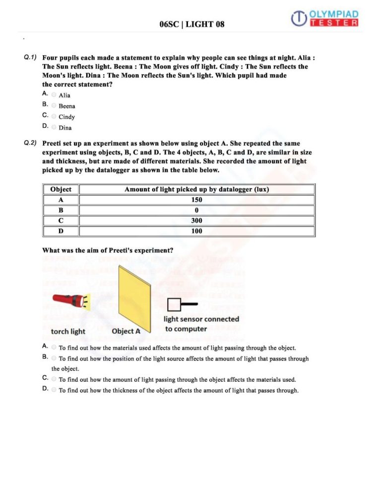 6th Grade Class 6 Science Worksheets Chapter 1