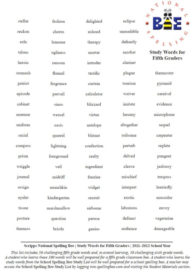 5th Grade Spelling Worksheets For Grade 5