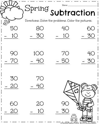 Subtraction Maths Worksheet For Class 1st