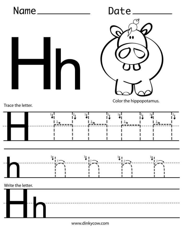 Free Letter H Tracing Worksheets