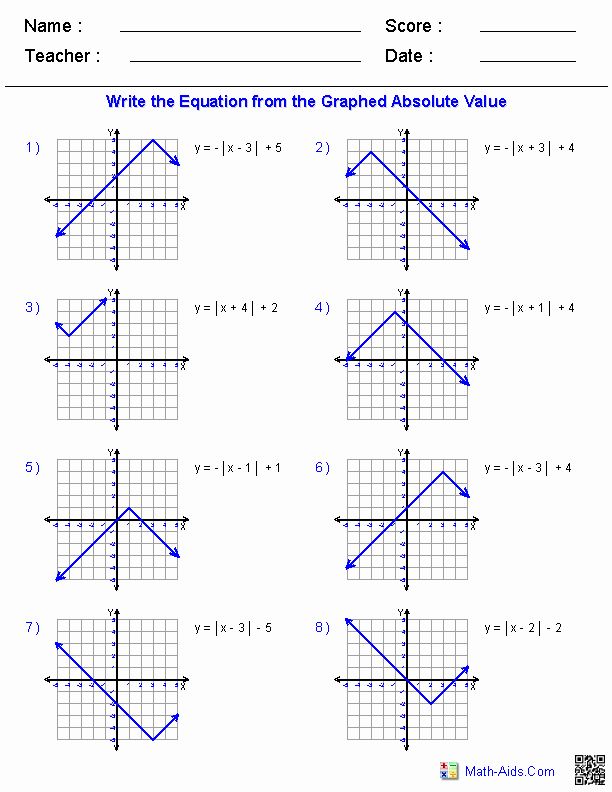 Graphing Absolute Value Inequalities Worksheet Algebra 2 Answers