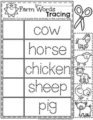 Circle Farm Animals Worksheets For Kindergarten