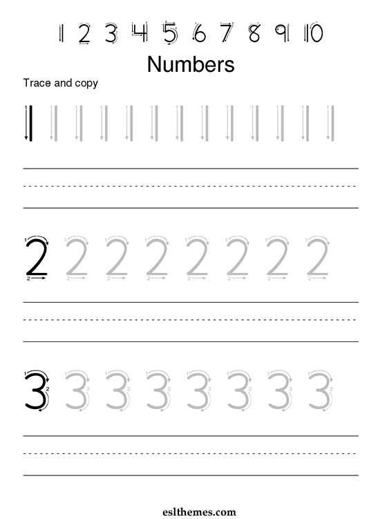 Number Writing Practice 1-10 Free