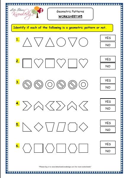 Geometric Pattern Worksheets For Grade 3