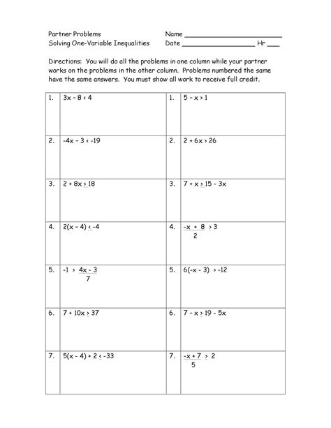 Solving And Graphing Inequalities Worksheet Pdf