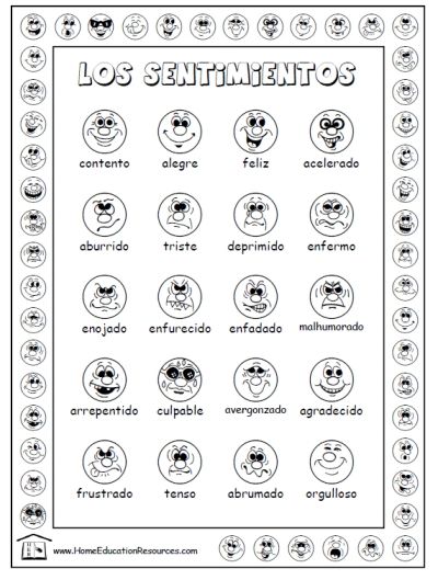 Spanish Emotions Worksheet Pdf