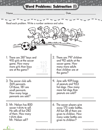 Addition Word Problems 3rd Grade