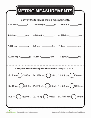 Metric Measurement Worksheets Grade 5 Pdf