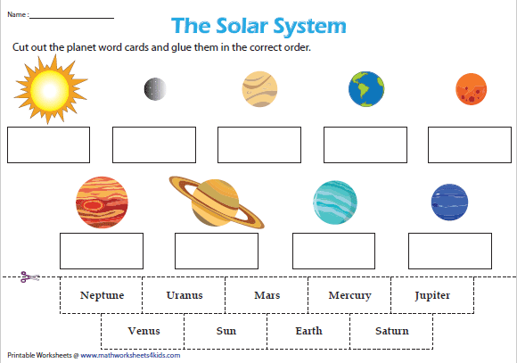 1st Grade Solar System Worksheets For Kids