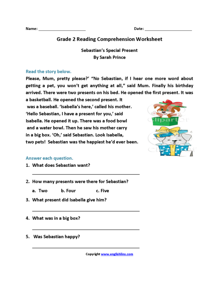 Grade 2 Worksheets English Reading