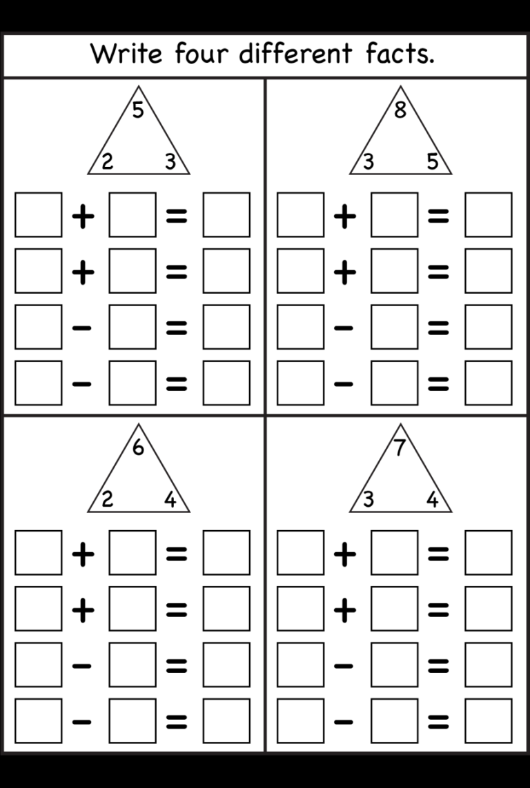 Multiplication Fact Family Triangles Worksheets