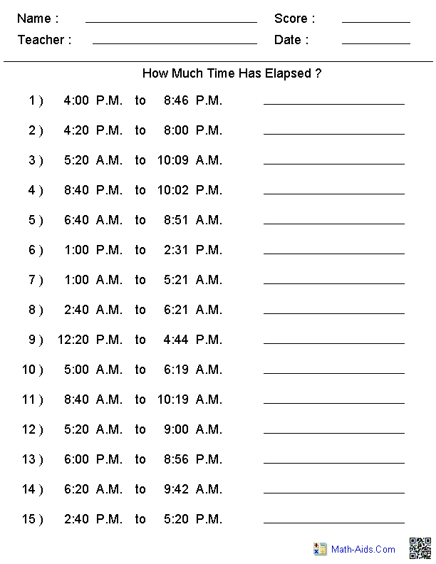 3rd Grade Adding And Subtracting Time Worksheets