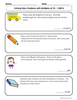 1st Grade Tens And Ones Word Problems Worksheets