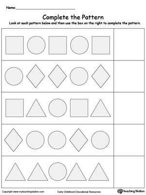 Printable Pattern Worksheets For Preschool