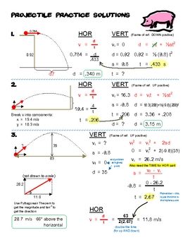 Answer Key Projectile Motion Worksheet Answers