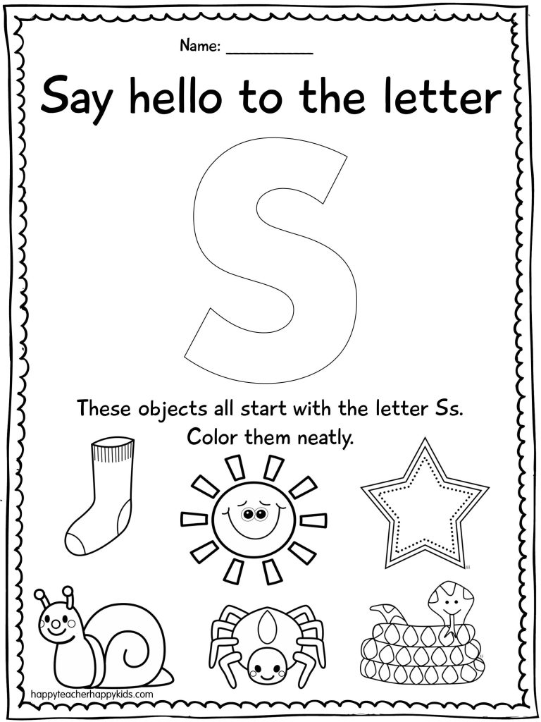 Beginning Letter S Worksheets For Kindergarten