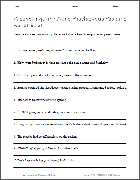 7th Grade Language Arts Worksheets Pdf