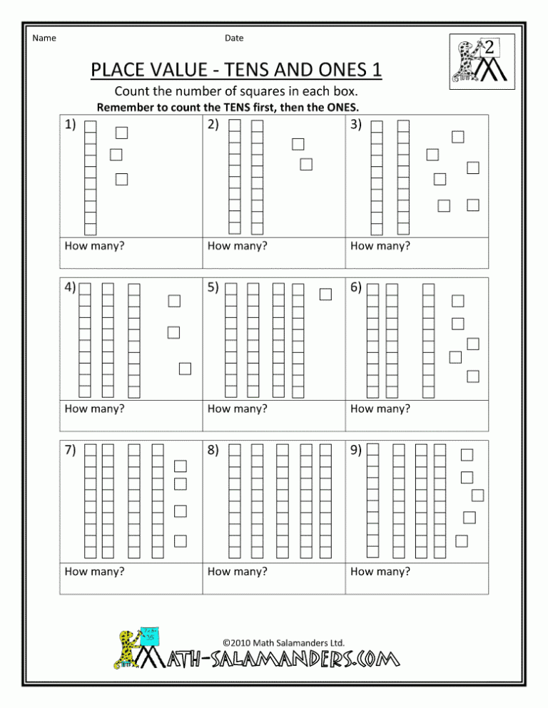 Place Value Tens And Ones Worksheets Grade 1