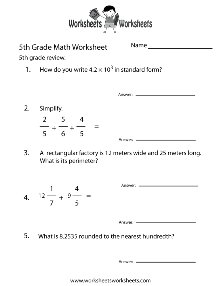 5th Grade Math Expressions Grade 5 Worksheets