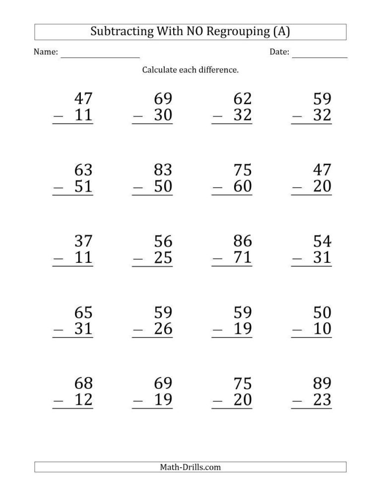 2 Digit Addition And Subtraction Worksheets