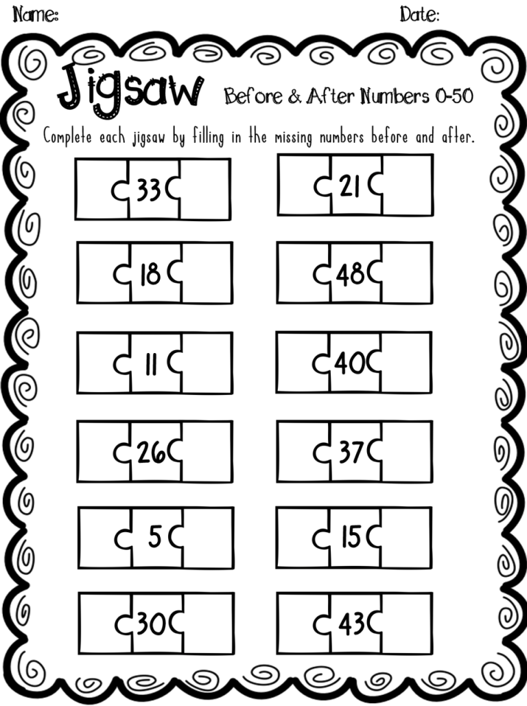 Worksheet For Class 1 Maths After Before