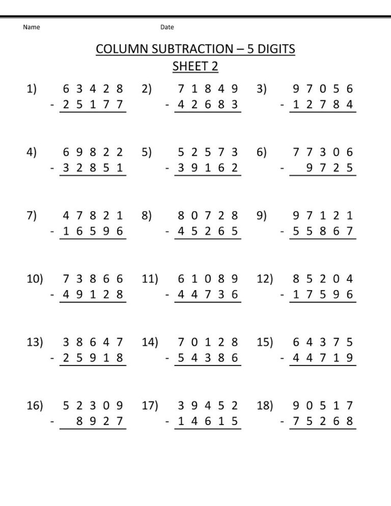 4th Grade Addition And Subtraction Problems