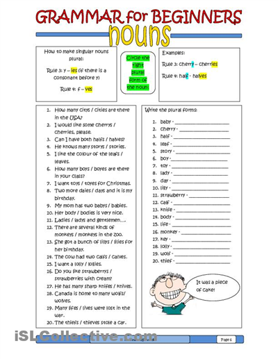 Free Printable English Worksheets For Beginners