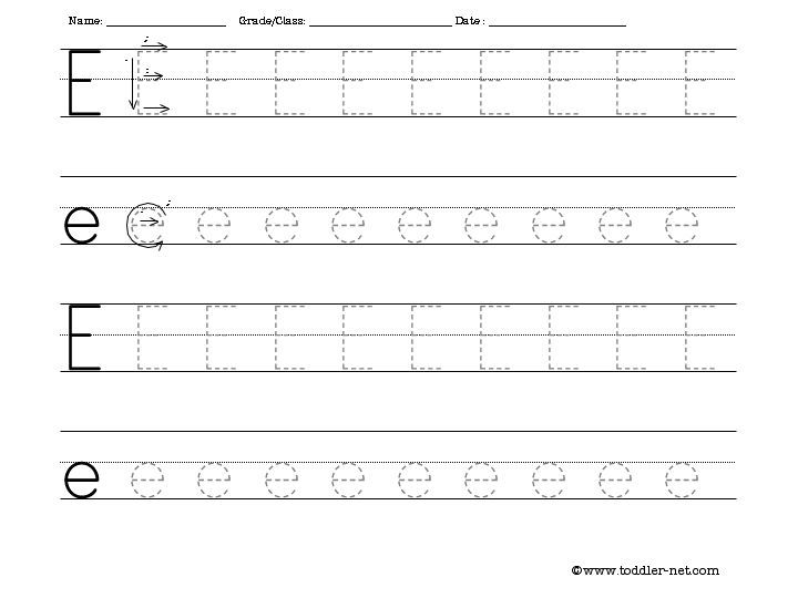 Free Printable Practice Letter E Worksheets