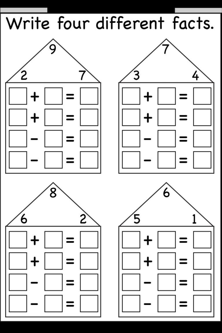 Free Printable Fact Family Worksheets 2nd Grade