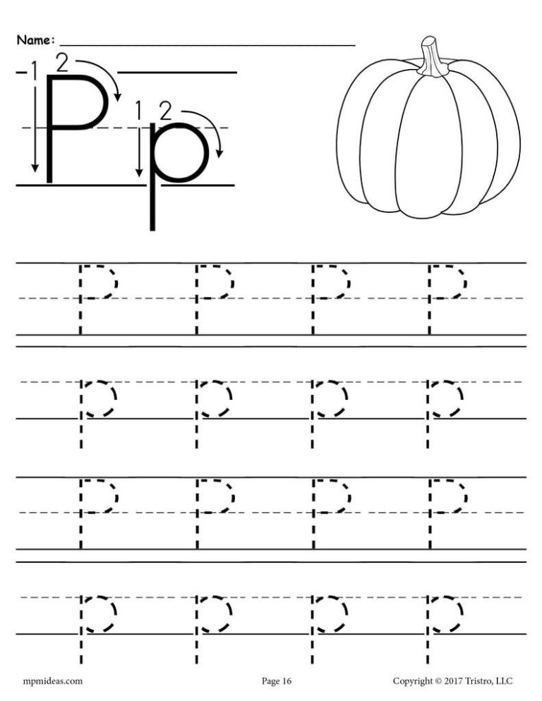 Free Letter P Tracing Worksheets