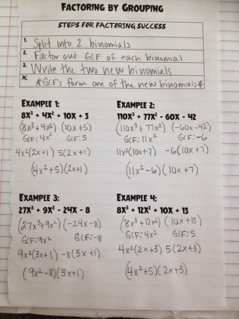 Factoring Polynomials By Grouping Worksheet With Answers