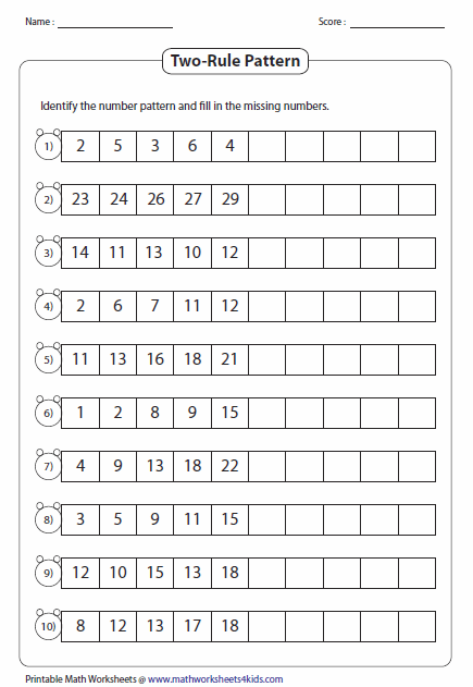 Grade 3 Grade 2 Number Patterns Worksheets