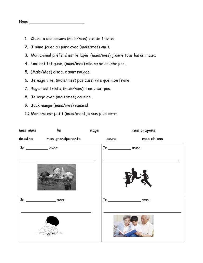 Printable Grade 2 French Worksheets