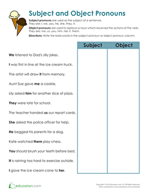 Sixth Grade Subject And Object Pronouns Worksheets With Answers Pdf