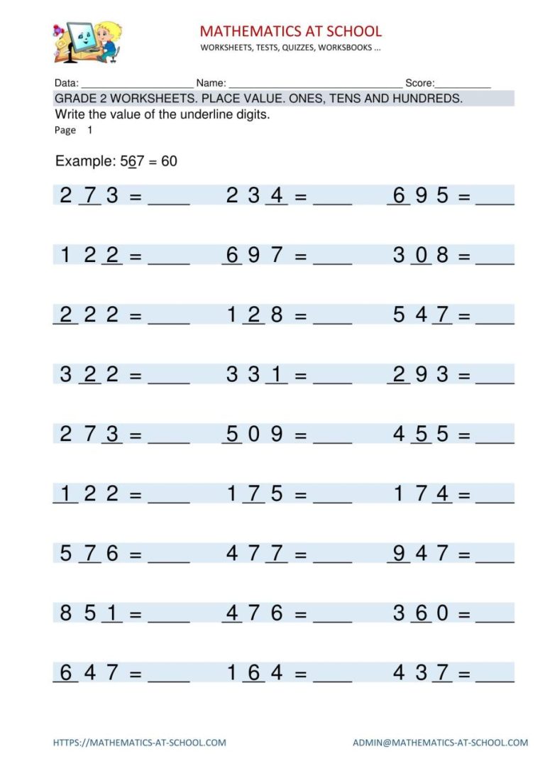 Place Value Grade 2 Worksheets Pdf