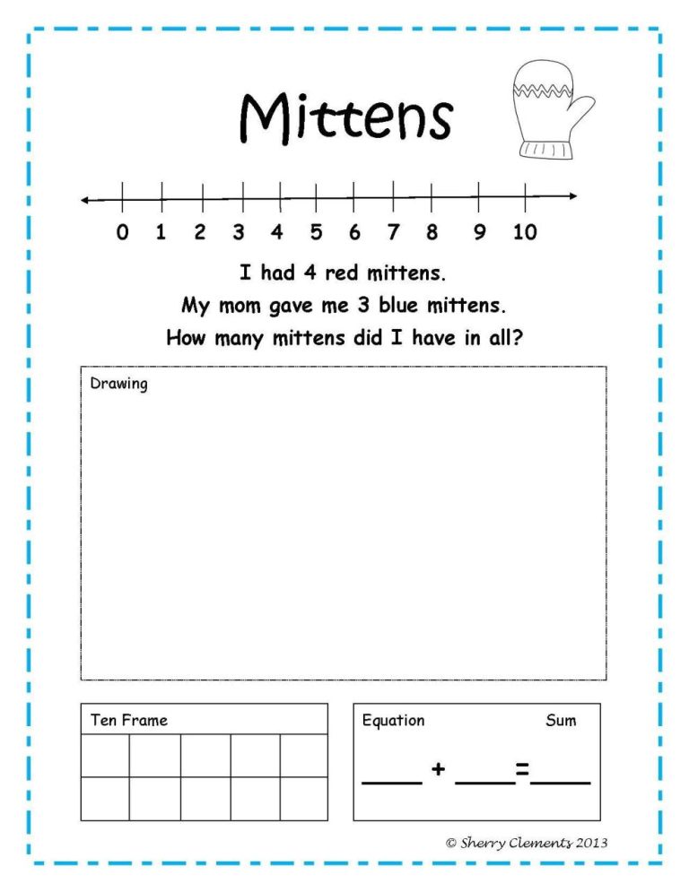 Addition Word Problems For Kindergarten