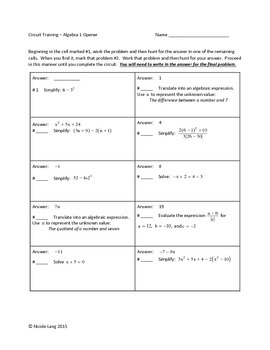 Circuit Training Function Notation Worksheet Answers