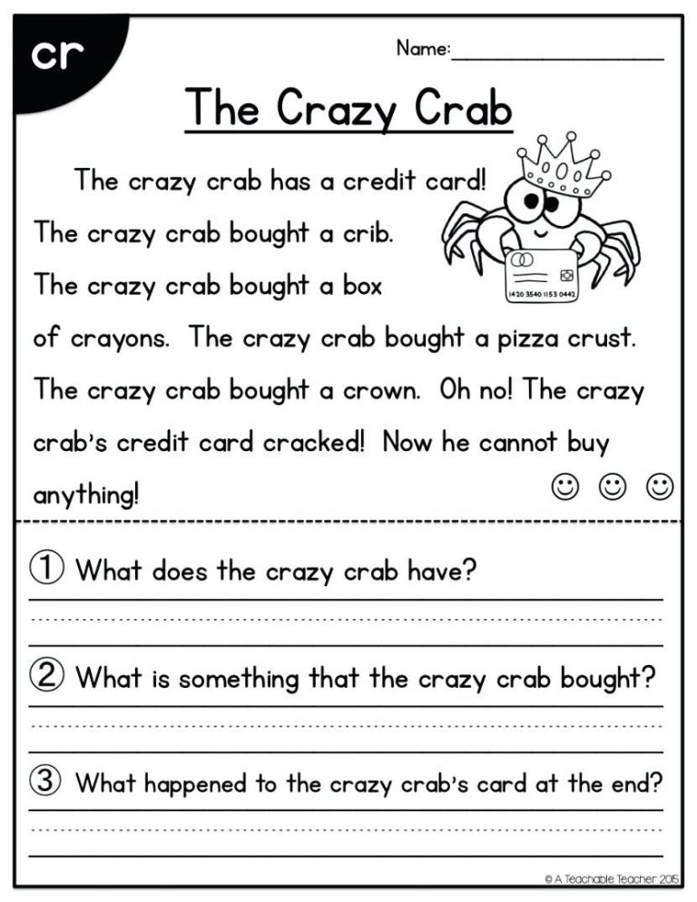 Printable Pdf 1st Grade Reading Worksheets