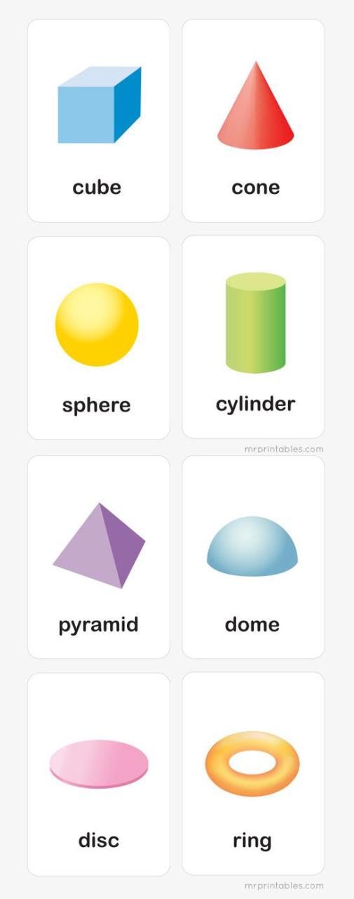 Preschool Shapes Flashcards Printable