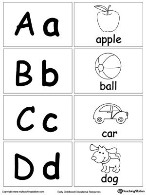 Printable Alphabet Flash Cards Black And White