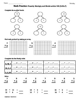 Multiplication Number Bonds Worksheets Free