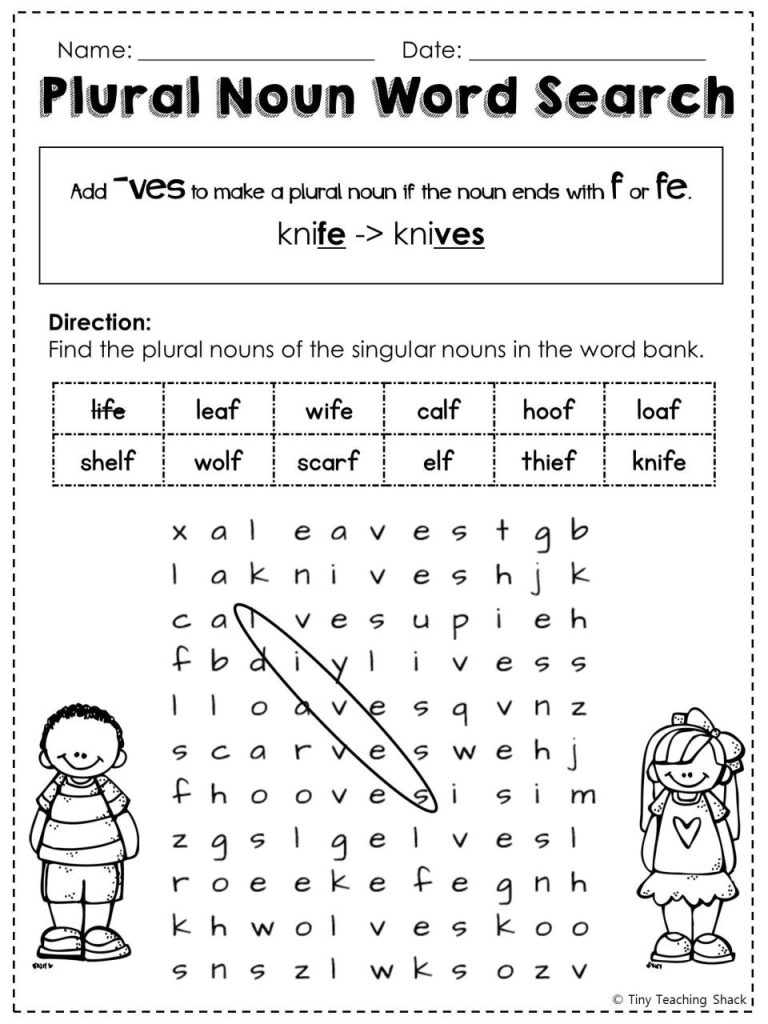 Singular And Plural Nouns First Grade Worksheet