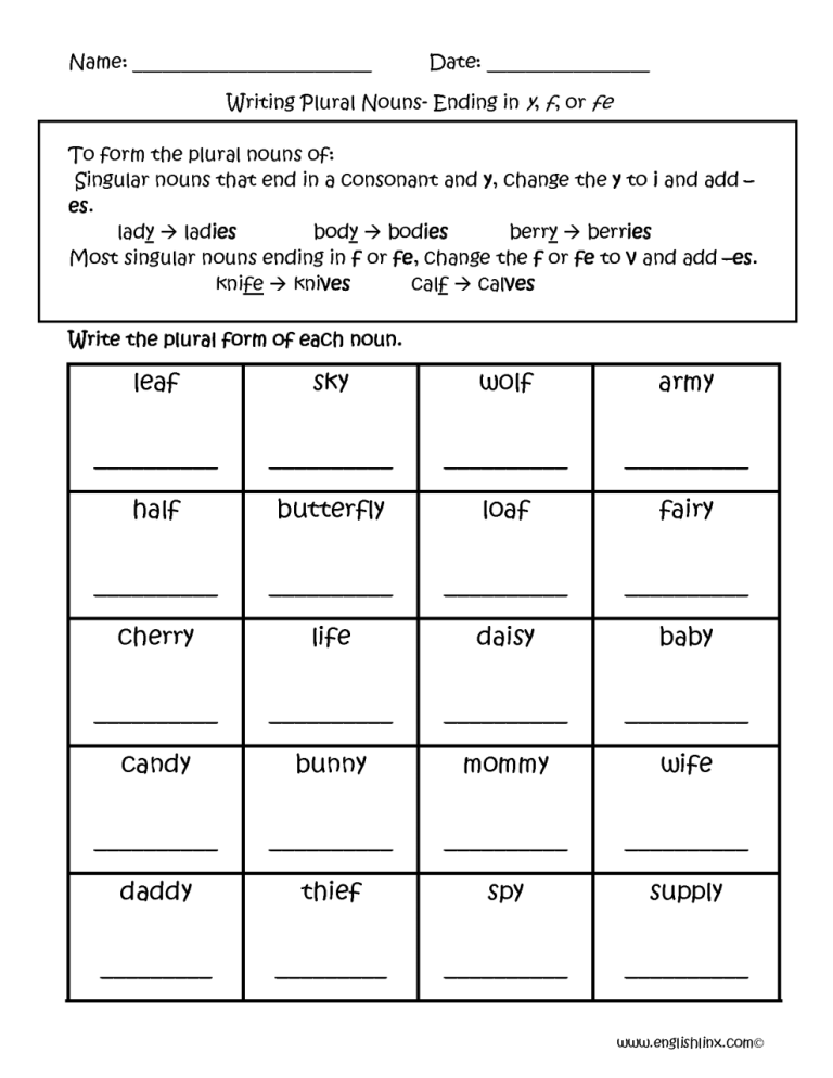 1st Grade Singular And Plural Nouns Worksheet