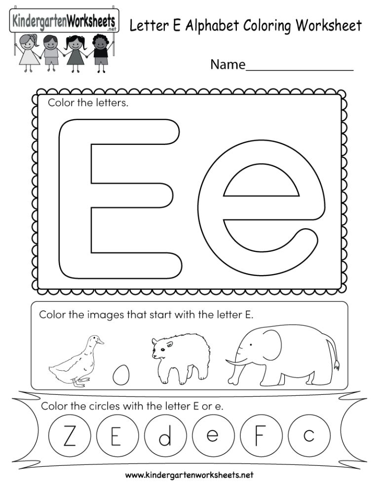 Coloring Letter E Worksheets For Preschool