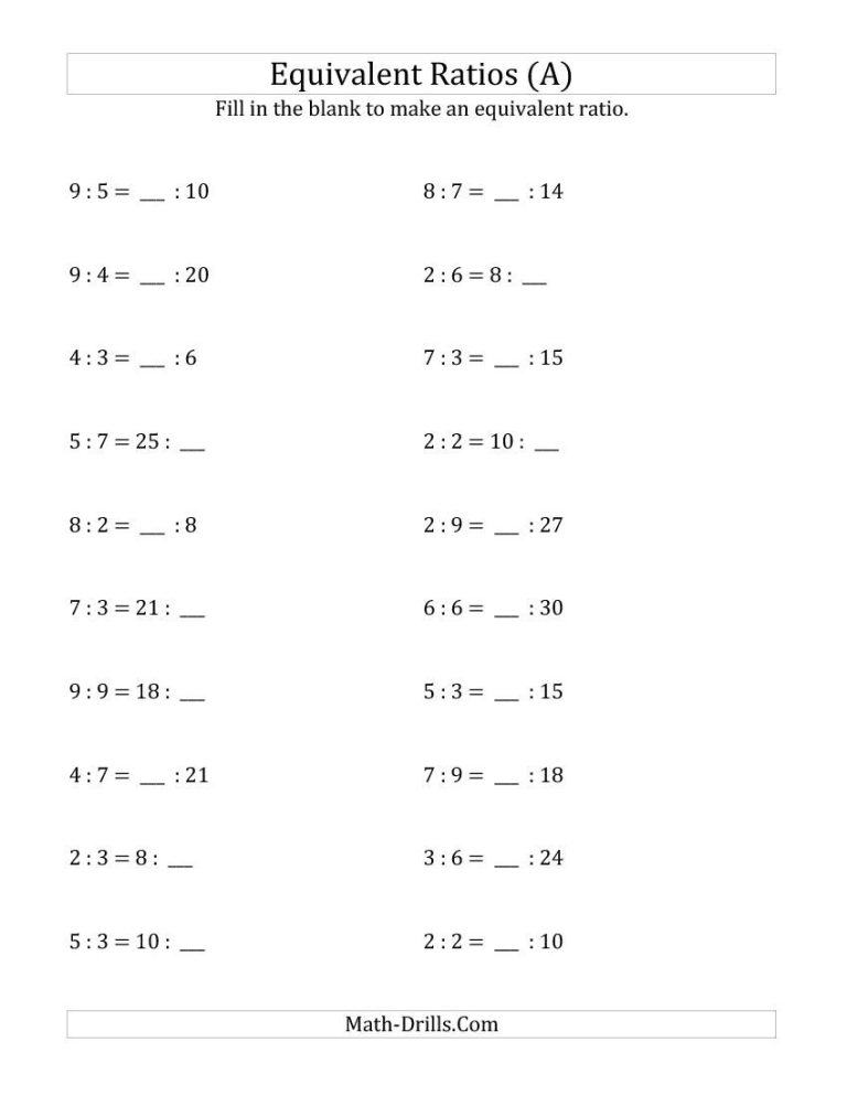 Ratio And Proportion Worksheets With Answers For Grade 7 Pdf